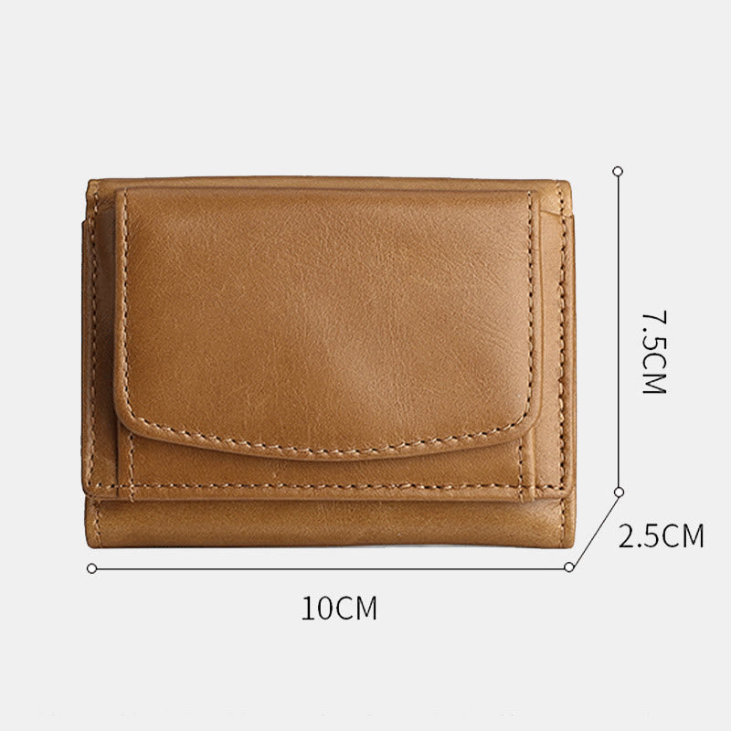 Small Compact RFID Blocking Leather Wallet with Airtag Slot