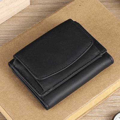 Small Compact RFID Blocking Leather Wallet with Airtag Slot