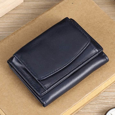 Small Compact RFID Blocking Leather Wallet with Airtag Slot