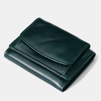 Small Compact RFID Blocking Leather Wallet with Airtag Slot