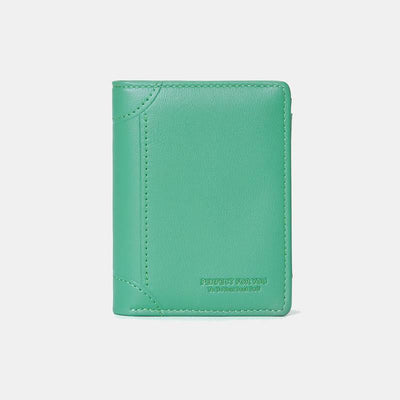 Faux Leather Trifold Compact Wallet for Women with Coin Pocket