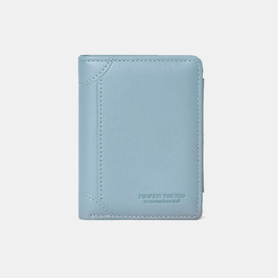 Faux Leather Trifold Compact Wallet for Women with Coin Pocket