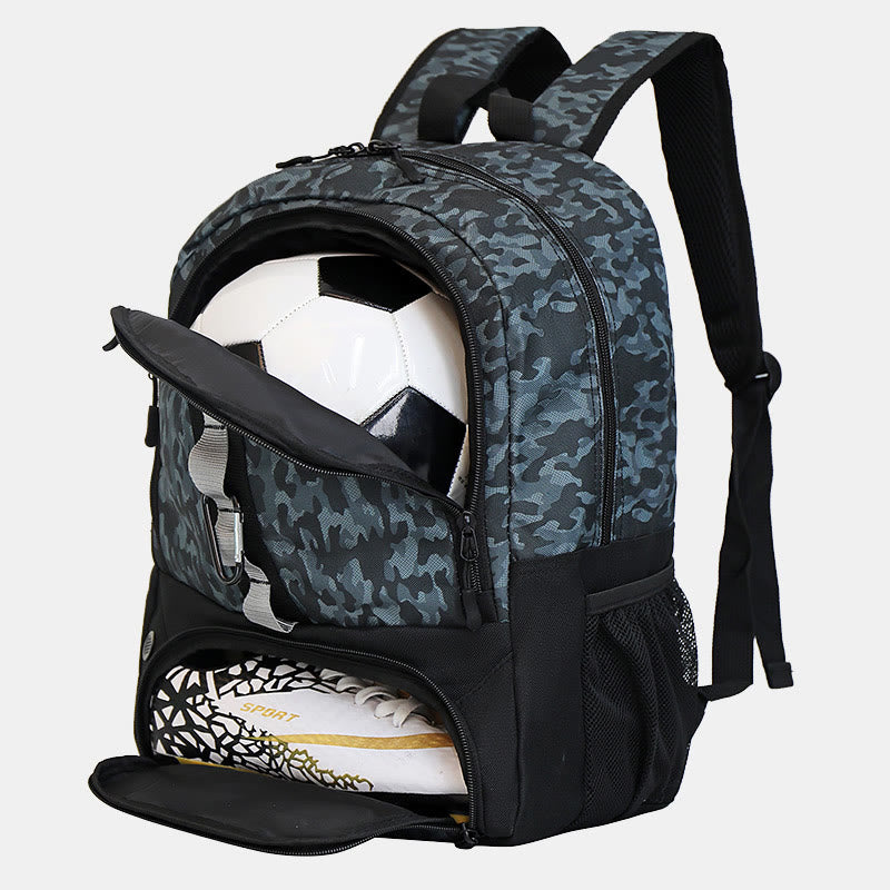 Functional Sports Bag Football Basketball Backpack with Shoes and Ball Compartment