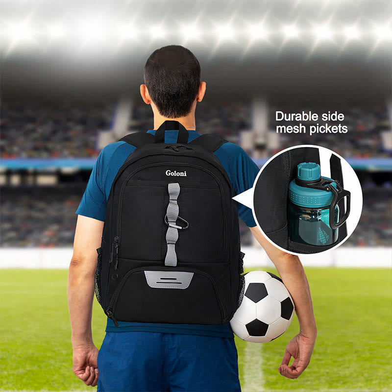 Functional Sports Bag Football Basketball Backpack with Shoes and Ball Compartment