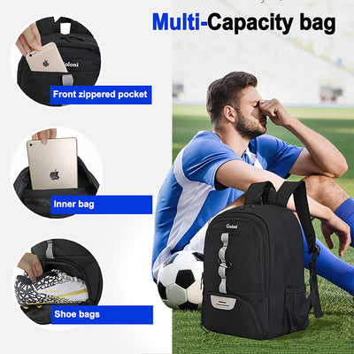 Functional Sports Bag Football Basketball Backpack with Shoes and Ball Compartment