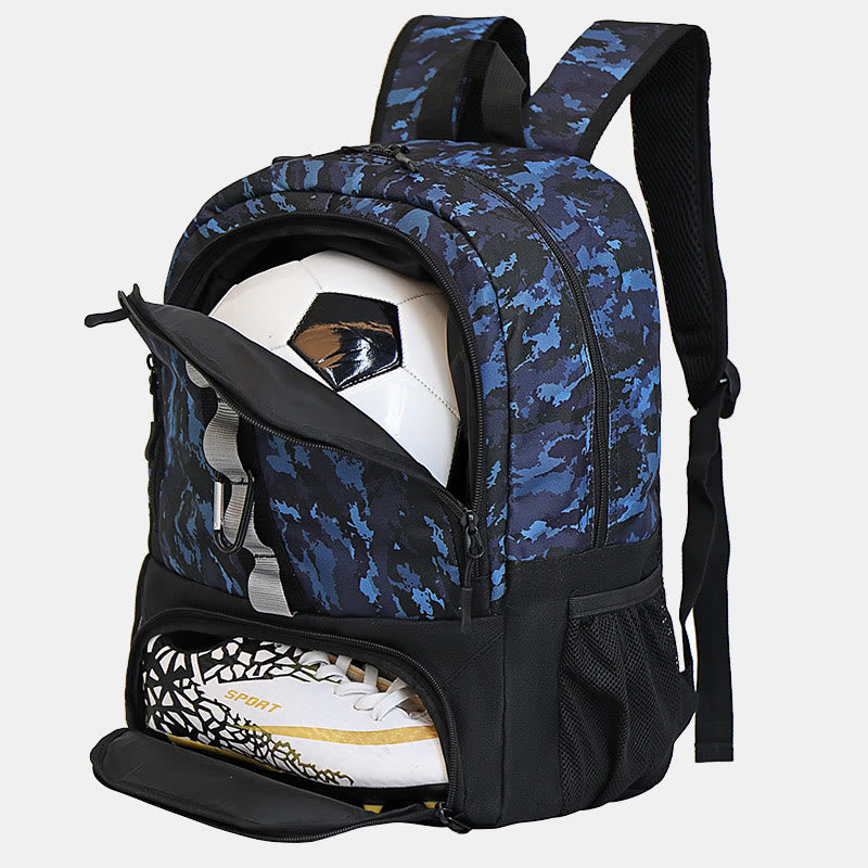 Functional Sports Bag Football Basketball Backpack with Shoes and Ball Compartment