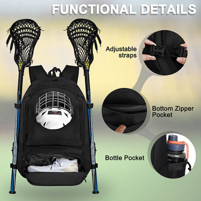 Lacrosse Bag Field Hocket Backpack Sport Bag with Two Stick Holders