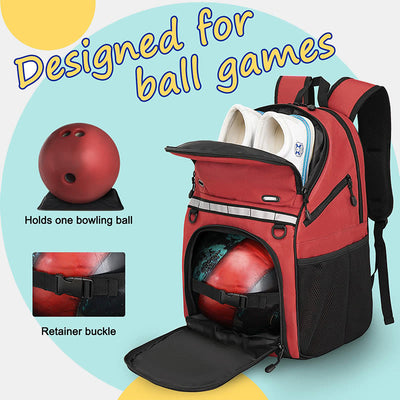 Bowling Ball Bag Backpack for Single Ball with Shoes Compartment