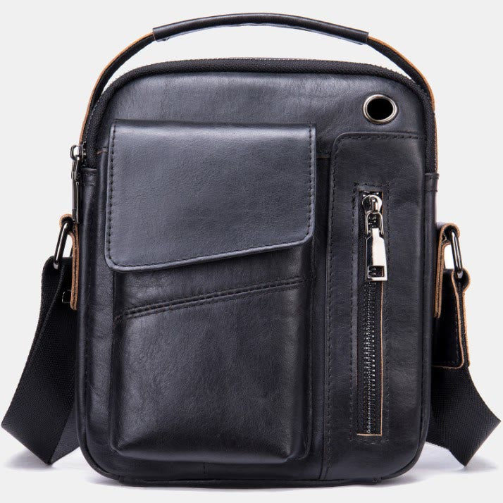 Messenger Bag for Men Multi-Pocket Genuine Leather Business Crossbody Bag