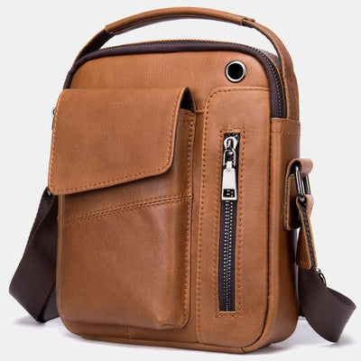 Messenger Bag for Men Multi-Pocket Genuine Leather Business Crossbody Bag