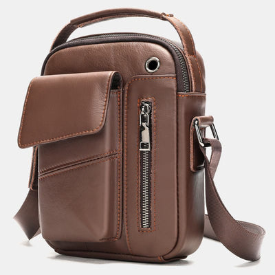 Messenger Bag for Men Multi-Pocket Genuine Leather Business Crossbody Bag