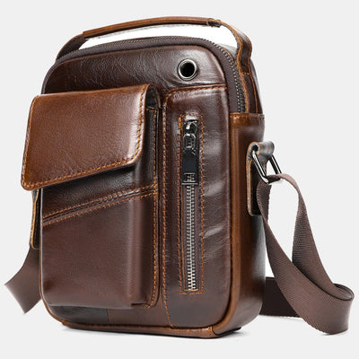 Messenger Bag for Men Multi-Pocket Genuine Leather Business Crossbody Bag