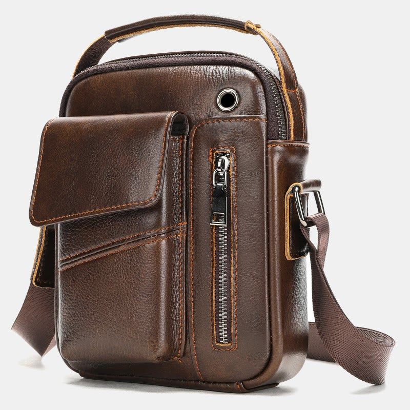 Messenger Bag for Men Multi-Pocket Genuine Leather Business Crossbody Bag