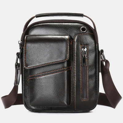 Messenger Bag for Men Multi-Pocket Genuine Leather Business Crossbody Bag