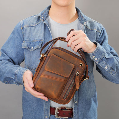 Messenger Bag for Men Multi-Pocket Genuine Leather Business Crossbody Bag