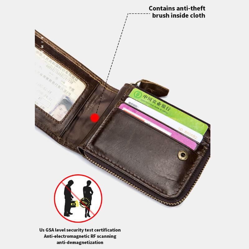 RFID Antimagnetic Vintage Genuine Leather Wallet