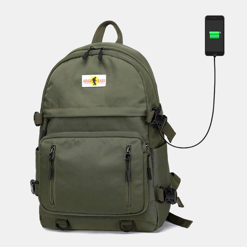 Multi-Pocket Large Capacity Waterproof Backpack with USB Charging Port