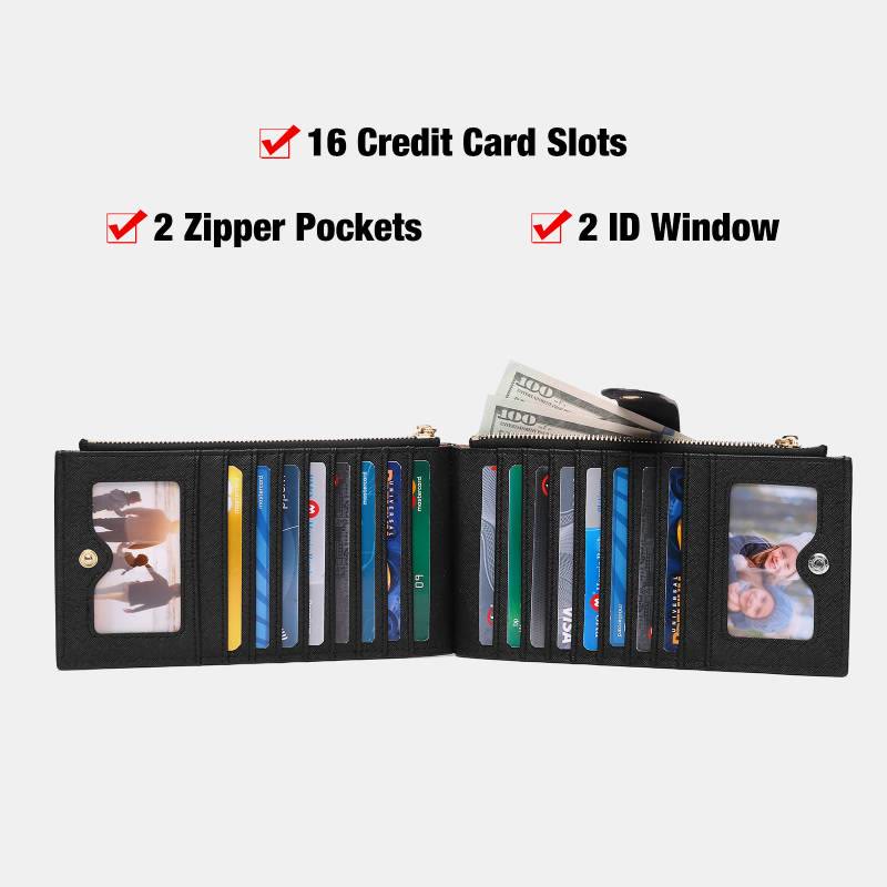 RFID Blocking Large Capacity Card Holder Classic Bifold Wallet