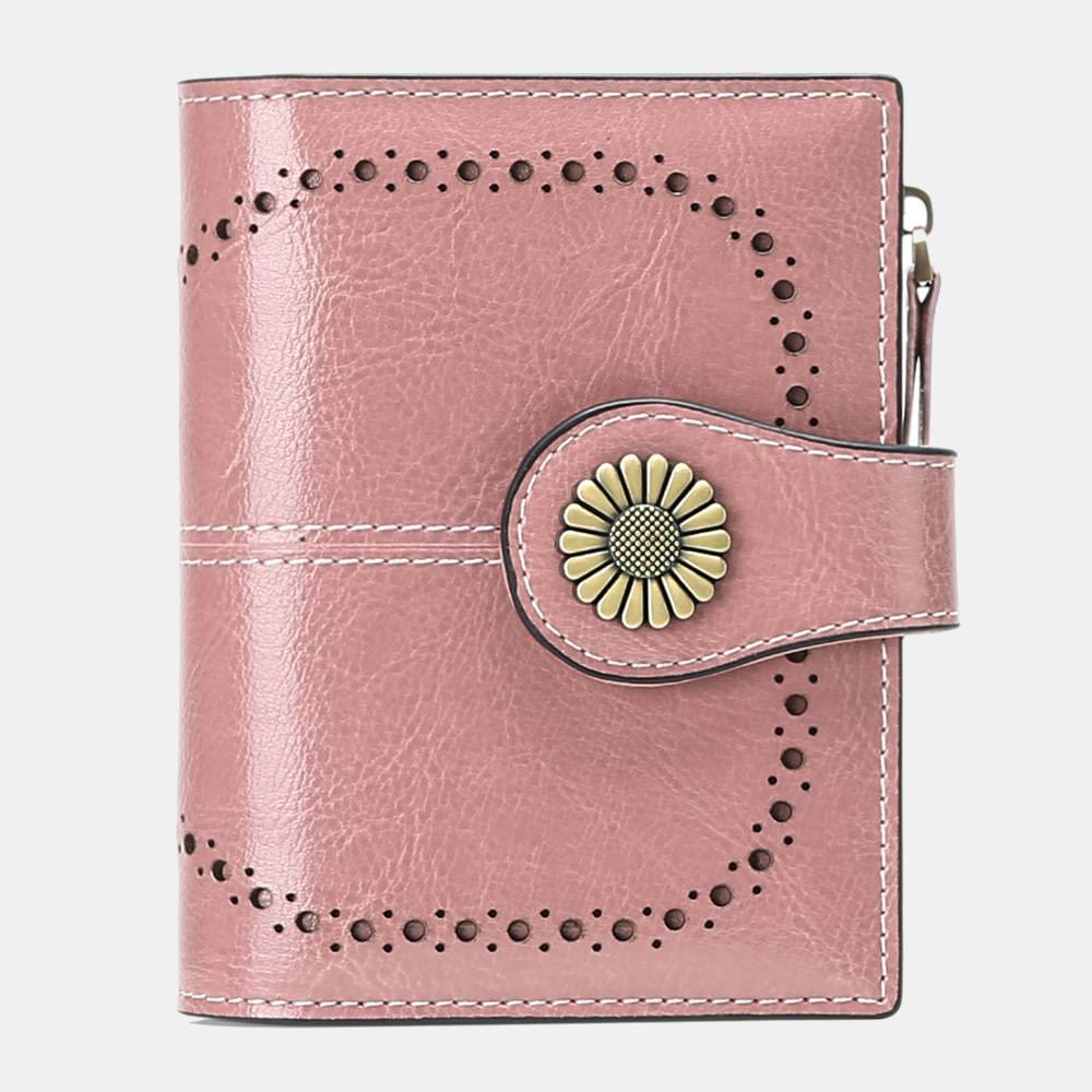 RFID Blocking Trifold Leather Wallet with Zipper Pocket ID Windows