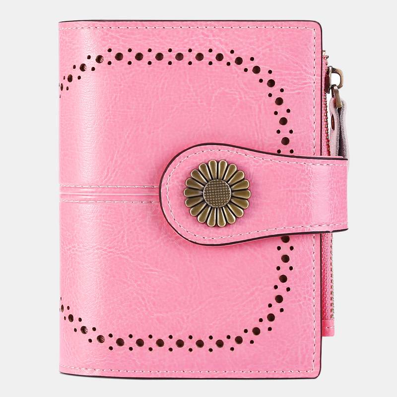 RFID Blocking Trifold Leather Wallet with Zipper Pocket ID Windows