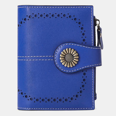 RFID Blocking Trifold Leather Wallet with Zipper Pocket ID Windows