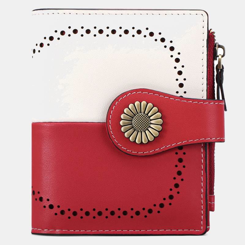 RFID Blocking Trifold Leather Wallet with Zipper Pocket ID Windows