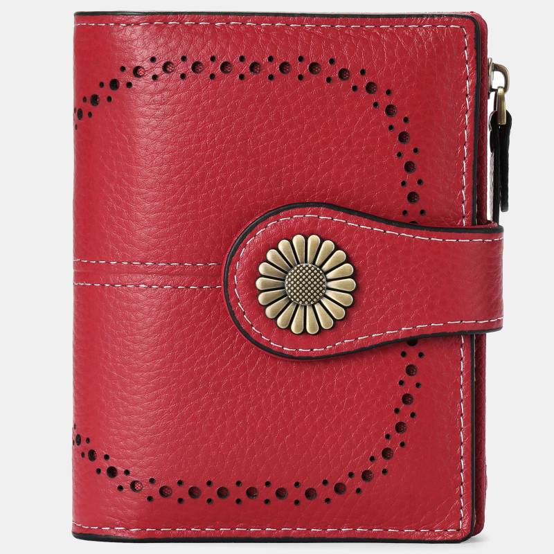 RFID Blocking Trifold Leather Wallet with Zipper Pocket ID Windows