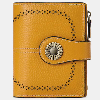 RFID Blocking Trifold Leather Wallet with Zipper Pocket ID Windows