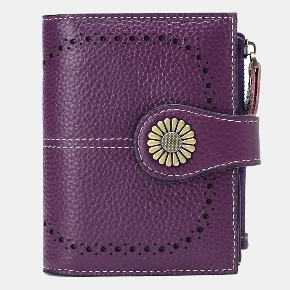 RFID Blocking Trifold Leather Wallet with Zipper Pocket ID Windows