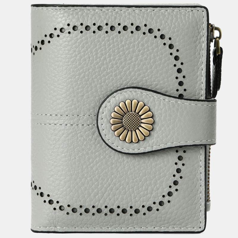 RFID Blocking Trifold Leather Wallet with Zipper Pocket ID Windows