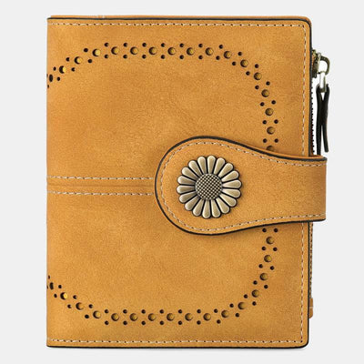 RFID Blocking Trifold Leather Wallet with Zipper Pocket ID Windows