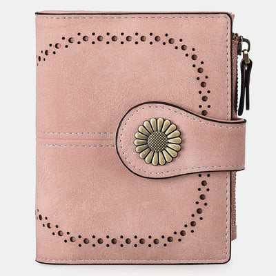 RFID Blocking Trifold Leather Wallet with Zipper Pocket ID Windows