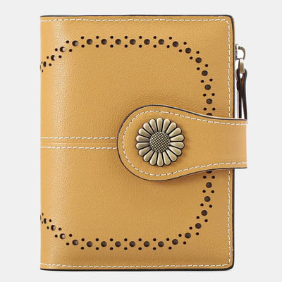 RFID Blocking Trifold Leather Wallet with Zipper Pocket ID Windows