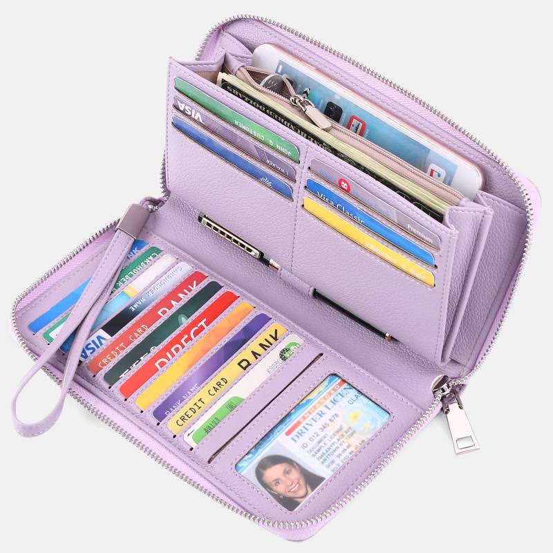 RFID Wallet for Women Large Capacity Card Slot Leather Purse