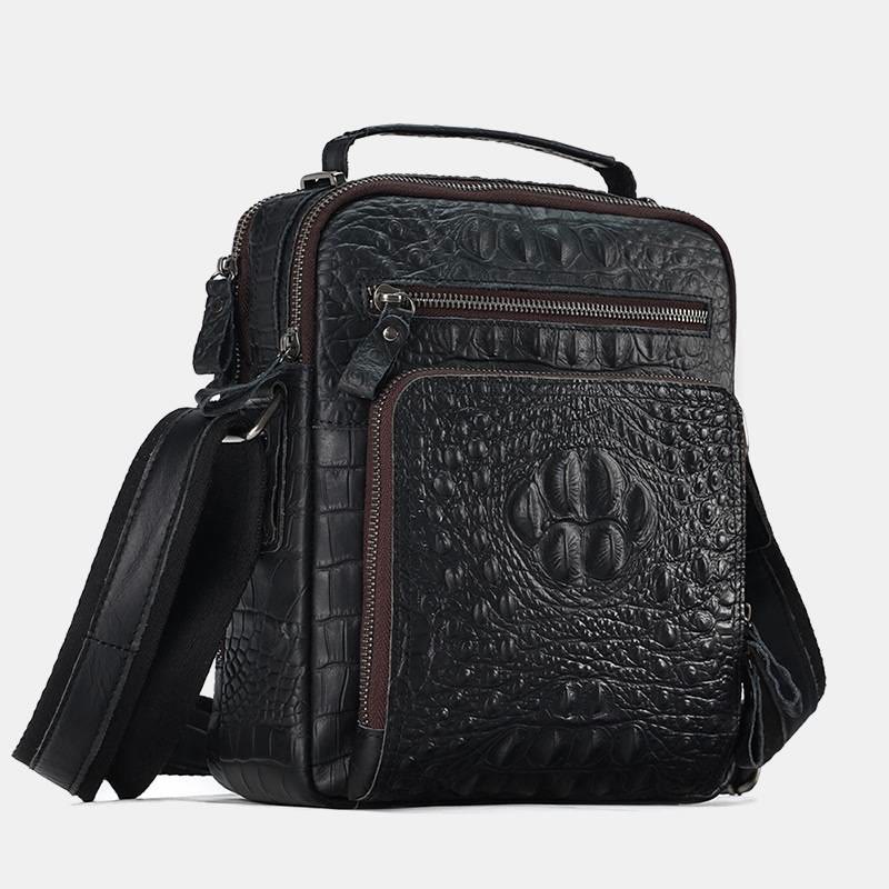 Small Messenger Bag for Men Multi-Pocket Genuine Leather Cross Body Bag