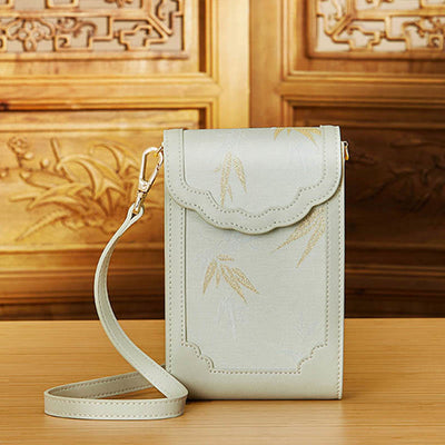 Flowers Embroidery Phone Bag Retro Mini Cross Body Bag