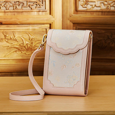 Flowers Embroidery Phone Bag Retro Mini Cross Body Bag