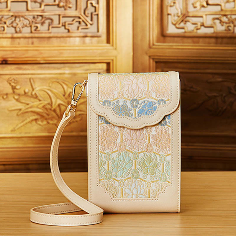 Flowers Embroidery Phone Bag Retro Mini Cross Body Bag