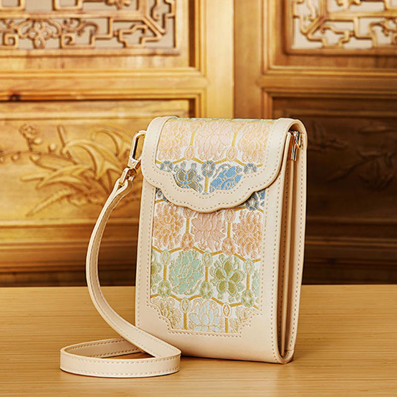 Flowers Embroidery Phone Bag Retro Mini Cross Body Bag