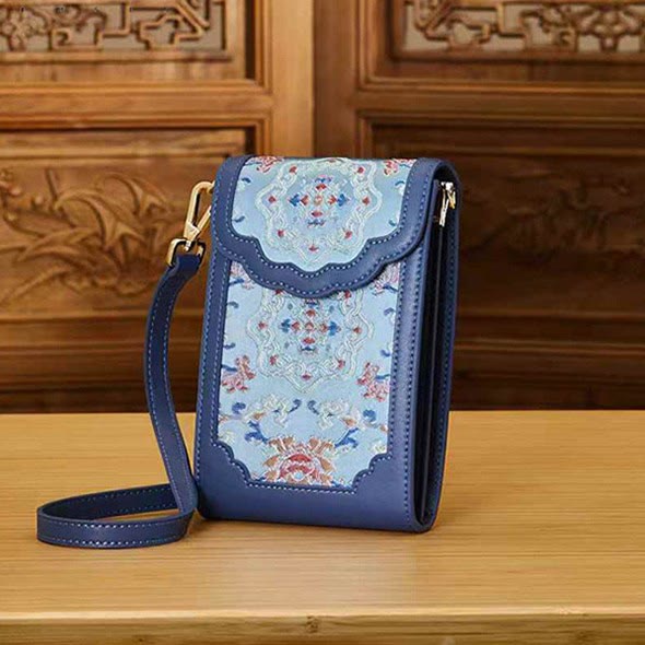 Flowers Embroidery Phone Bag Retro Mini Cross Body Bag