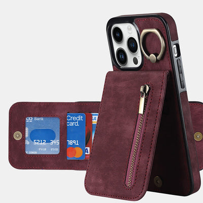 RFID Blocking Faux Leather Phone Case Wallet Card Holder for iPhone