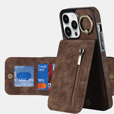 RFID Blocking Faux Leather Phone Case Wallet Card Holder for iPhone