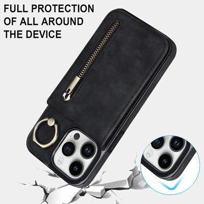 RFID Blocking Faux Leather Phone Case Wallet Card Holder for iPhone