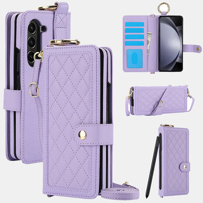 Quilted Phone Bag RFID Blocking Wallet for Samsung Z Fold 3/4/5/6