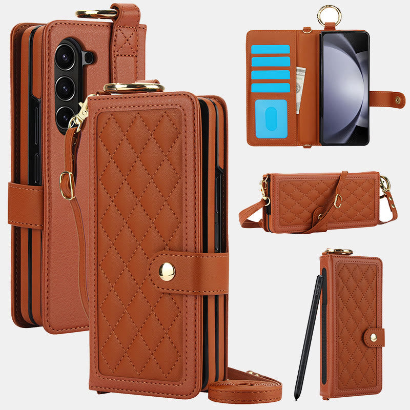 Quilted Phone Bag RFID Blocking Wallet for Samsung Z Fold 3/4/5/6