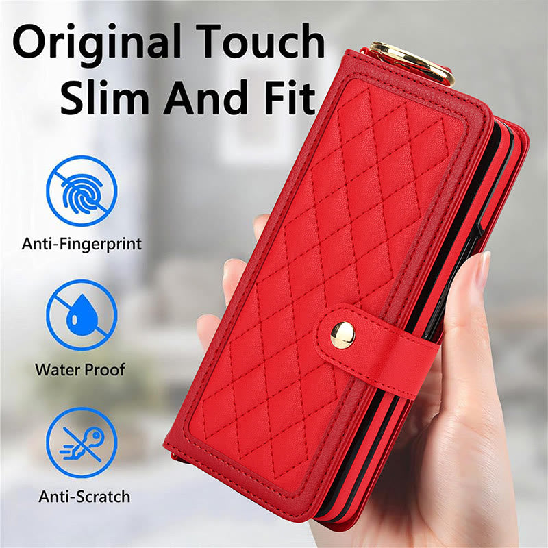 Quilted Phone Bag RFID Blocking Wallet for Samsung Z Fold 3/4/5/6