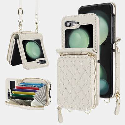 RFID Blocking Quilted Wallet Crossbody Phone Bag for Samsung Z Flip 3/4/5/6