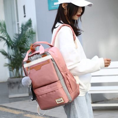 Multi-Pocket Color Block Fashion Patchwork Backpack