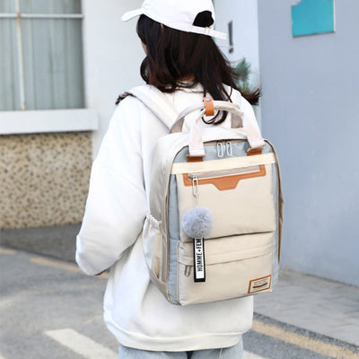 Multi-Pocket Color Block Fashion Patchwork Backpack