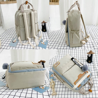 Multi-Pocket Color Block Fashion Patchwork Backpack